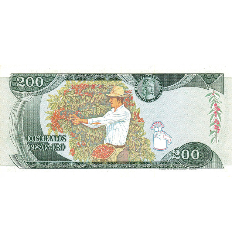 Colombia 200 Pesos Oro 1974 Pick 417a (No UNC)